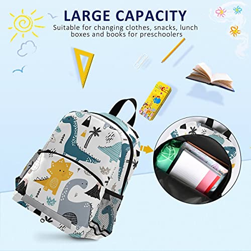 Dino Scandinavian Style Kids Backpack for Toddlers, Small Dinosaur Backpack for Kids School Travel Bag Picnic Meal Bag for Boys Girls