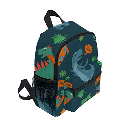 ALAZA Kids School Backpack with Chest Strap,Cartoon Cute Dinosaur Roar Students Childrens Book Bag for Boys Girls