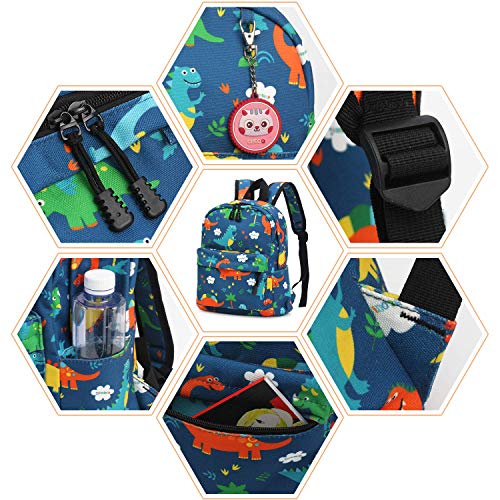 Zicac Kids Backpack Baby Child School Bag Dino Backpack Kindergarten Canvas Daypack Toddler Boy Girl Backpack Cartoon Coin Purse (Lightblue)