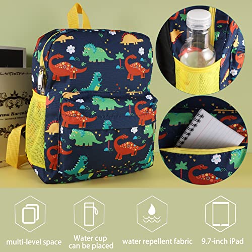 Kids Backpack, Dinosaur Backpack School Backpack Bags Children's Rucksack with Water Bottle Pockets Toddler Nursery Kindergarten Preschool Bookbag for 2-6 Years Old Boy Kids