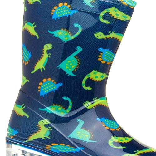 Zone - Kids Dinosaur Navy & Green Welly - Size 7 Child UK - Multicolour