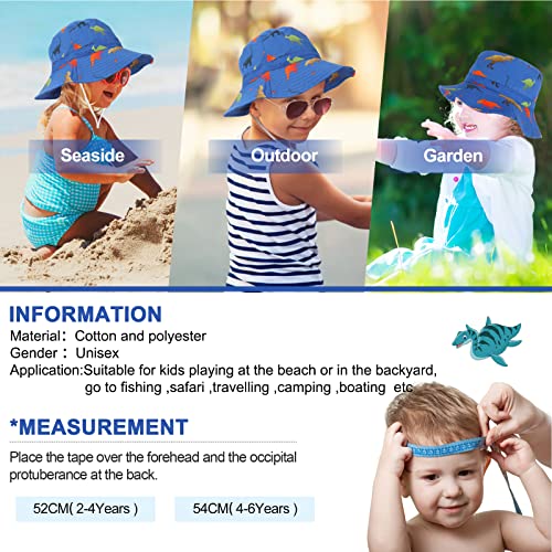 JUPSK Kid's Bucket Hat,Unisex Child Summer Hat Dinosaur Hat Children's Sun Hat Beach Hat Courtyard Play Hat UV Protection Hat Soft Portable Foldable Cap Multicoloured