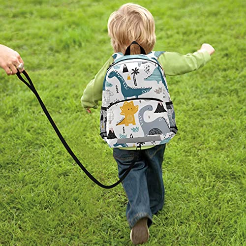 Dino Scandinavian Style Kids Backpack for Toddlers, Small Dinosaur Backpack for Kids School Travel Bag Picnic Meal Bag for Boys Girls