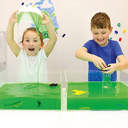 Dino Slime Play Green from Zimpli Kids, 2 x Dinosaur Figure Set, Magically turns water into gooey, colourful slime, Dinosaur Toys for Ages 3 and up, Slime Kit for Boys & Girls, STEM Educational Toy