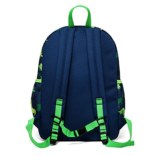 VASCHY Kids Backpack, 13L School Bag for Boys 4-6 Years Water Resistant Toddler Dinosaur Rucksack Children's Backpack with Elastic Water Bottle Pockets for Elementary School(Green Dino)