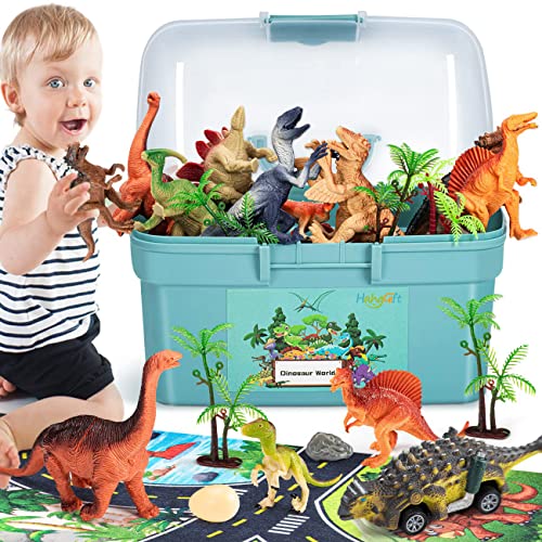 HahaGift Dinosaur Toys/ Games for Kids Age 3 4 5 6 7 Year Old Boy Toys, Dinosaur Figures Play Mat Set for Age 2-5 Gifts for 3-6 Year Old Girls
