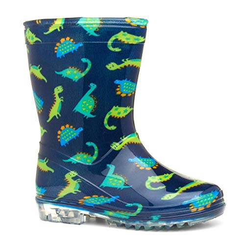 Zone - Kids Dinosaur Navy & Green Welly - Size 7 Child UK - Multicolour