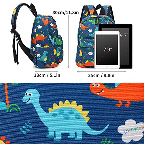 Zicac Kids Backpack Baby Child School Bag Dino Backpack Kindergarten Canvas Daypack Toddler Boy Girl Backpack Cartoon Coin Purse (Lightblue)