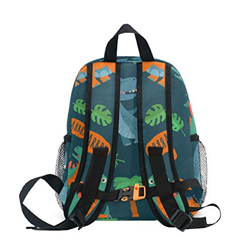 ALAZA Kids School Backpack with Chest Strap,Cartoon Cute Dinosaur Roar Students Childrens Book Bag for Boys Girls