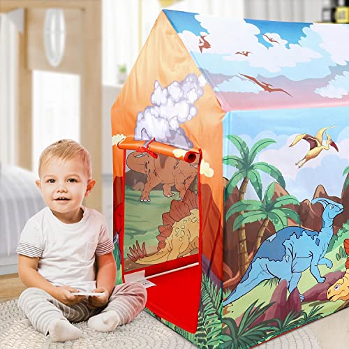 SOKA Dinosaur Playhouse for Kids Indoor Outdoor Foldable Play Tent Game Birthday Party Tunnel Play for Home Bedroom Garden Camping Beach Children Boys Girls Toddler
