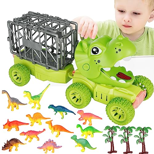 NICEWIN Dinosaur Toys for Boys, Kids Toys for 1-5 Year Old with 12 Mini Dinosaurs 3 Trees Dinosaurs Transport Truck for Boys Girls Kids' Play Dinosaur Games Set Gift Present