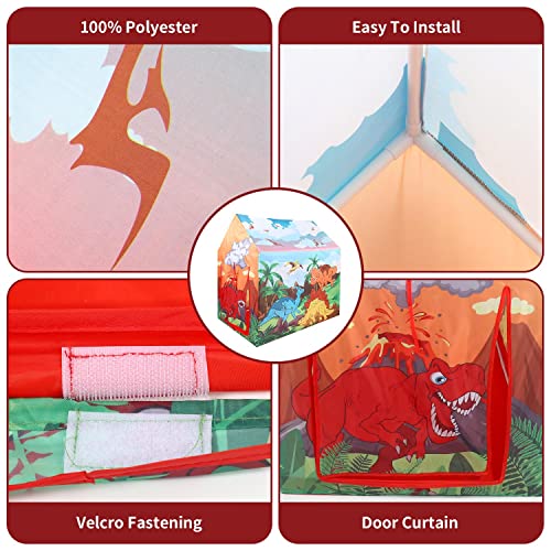 SOKA Dinosaur Playhouse for Kids Indoor Outdoor Foldable Play Tent Game Birthday Party Tunnel Play for Home Bedroom Garden Camping Beach Children Boys Girls Toddler