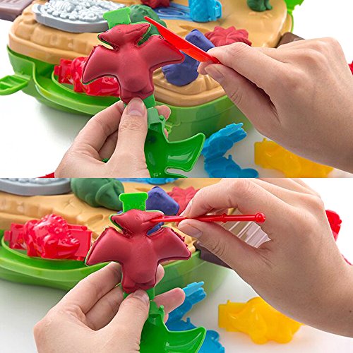 Deardeer Kids Play Dough Dinosaur Play Set 26 Pcs Pretend Play Toy Kit with Dough and Moulds in a Portable Case