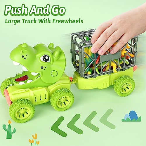 NICEWIN Dinosaur Toys for Boys, Kids Toys for 1-5 Year Old with 12 Mini Dinosaurs 3 Trees Dinosaurs Transport Truck for Boys Girls Kids' Play Dinosaur Games Set Gift Present