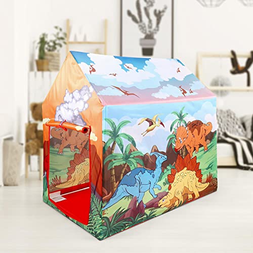 SOKA Dinosaur Playhouse for Kids Indoor Outdoor Foldable Play Tent Game Birthday Party Tunnel Play for Home Bedroom Garden Camping Beach Children Boys Girls Toddler