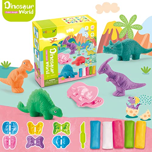 VConejo Color Dough Toys Dinosaur World Dough Set Creations Tools for Kid Play with Animals