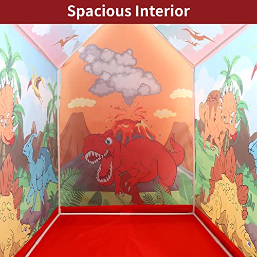 SOKA Dinosaur Playhouse for Kids Indoor Outdoor Foldable Play Tent Game Birthday Party Tunnel Play for Home Bedroom Garden Camping Beach Children Boys Girls Toddler