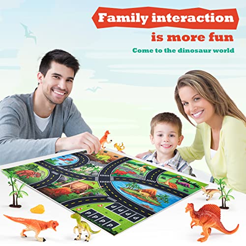 HahaGift Dinosaur Toys/ Games for Kids Age 3 4 5 6 7 Year Old Boy Toys, Dinosaur Figures Play Mat Set for Age 2-5 Gifts for 3-6 Year Old Girls