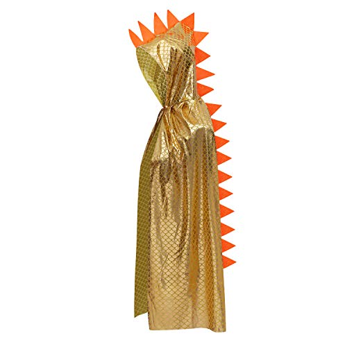 XINCHIA Kids Halloween Metallic Spike Cape Hooded Scale Cloak Dragon Dinosaur Medieval Accessory for Dress Up Pretend Play Fantasy Robe,Birthday,Cosplay Theme Party Costume Gold/Blue/Silver