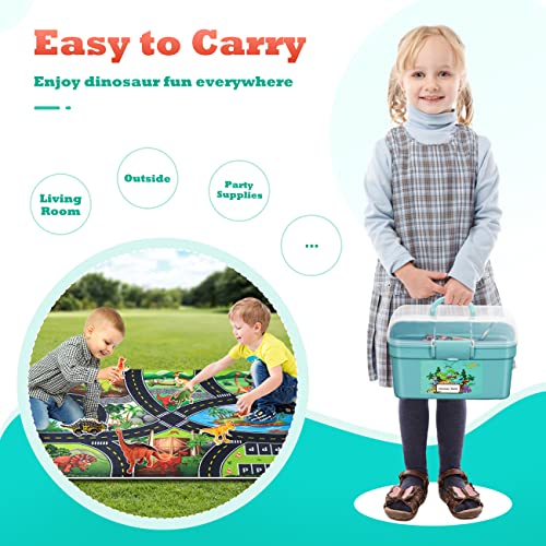 HahaGift Dinosaur Toys/ Games for Kids Age 3 4 5 6 7 Year Old Boy Toys, Dinosaur Figures Play Mat Set for Age 2-5 Gifts for 3-6 Year Old Girls