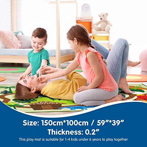 Booooom Jackson Kids Dinosaur Play Rug Dinosaur Rug Area Rug for Playroom Classroom Dinosaur Play Mat Activity Rug Learning Carpet for Boys And Girls