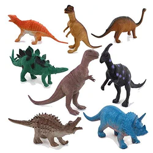 LU2000 AniWorld Dinosaur Play Figurines Toy Plastic Figures, Assorted Dinosaurs Model Set of 8 Pcs for Lost World Playmat, Kids Tub Play Toys