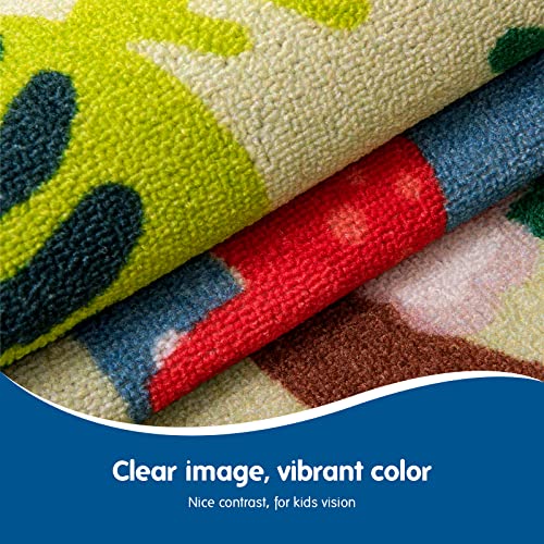 Booooom Jackson Kids Dinosaur Play Rug Dinosaur Rug Area Rug for Playroom Classroom Dinosaur Play Mat Activity Rug Learning Carpet for Boys And Girls