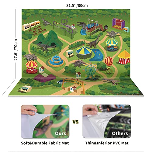 TEMI Dinosaur Toys Figure w/Activity Play Mat & Trees, Educational Realistic Dinosaur Playset to Create a Dino World Including T-Rex, Triceratops, for Kids, Boys & Girls 3 4 5 6 Years