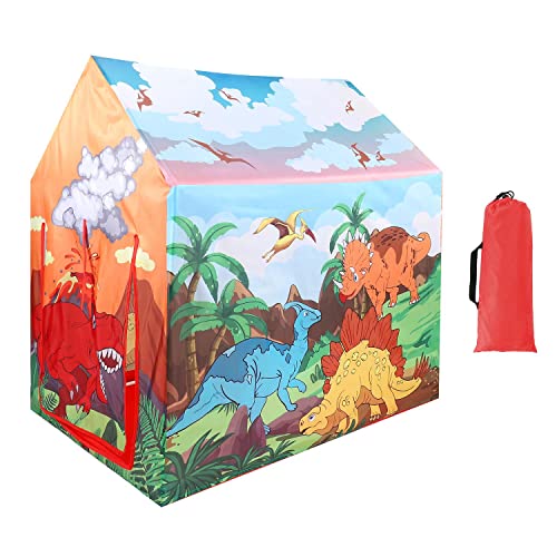 SOKA Dinosaur Playhouse for Kids Indoor Outdoor Foldable Play Tent Game Birthday Party Tunnel Play for Home Bedroom Garden Camping Beach Children Boys Girls Toddler