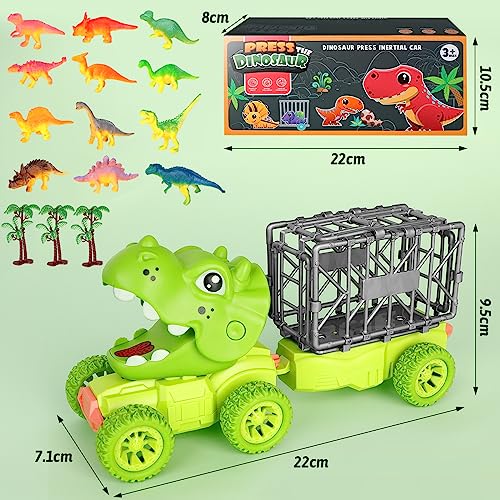 NICEWIN Dinosaur Toys for Boys, Kids Toys for 1-5 Year Old with 12 Mini Dinosaurs 3 Trees Dinosaurs Transport Truck for Boys Girls Kids' Play Dinosaur Games Set Gift Present