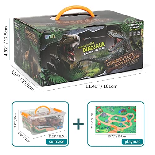 WNIM Dinosaur Toys for Kids Park Play Mat Rug ,Dinosaur Sets Gift Includes Dinosaurs and Play mat Rug for Kids Boys and Girls 3 Years and up.