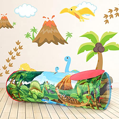 SOKA Play Tunnel Green Pop Up Dino Dinosaur Indoor or Outdoor Garden Play Tent for Kids