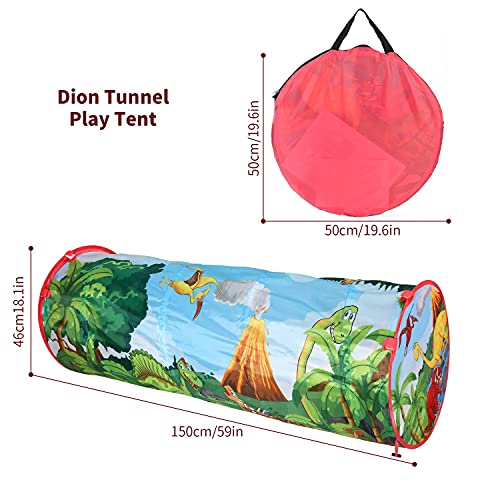 SOKA Play Tunnel Green Pop Up Dino Dinosaur Indoor or Outdoor Garden Play Tent for Kids