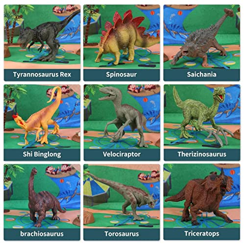 WNIM Dinosaur Toys for Kids Park Play Mat Rug ,Dinosaur Sets Gift Includes Dinosaurs and Play mat Rug for Kids Boys and Girls 3 Years and up.