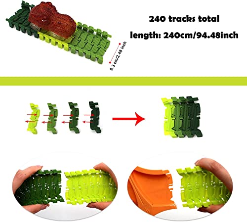 Dinosaur Kids' Play Car Race Tracks Dinosaur Toys Car Toy Set, 268pcs Create A Dinosaur World Racing Track, Flexible Track Playset,Toys for 3 4 5 6 Years Old Boys & Girls, Best Gifts for Kids