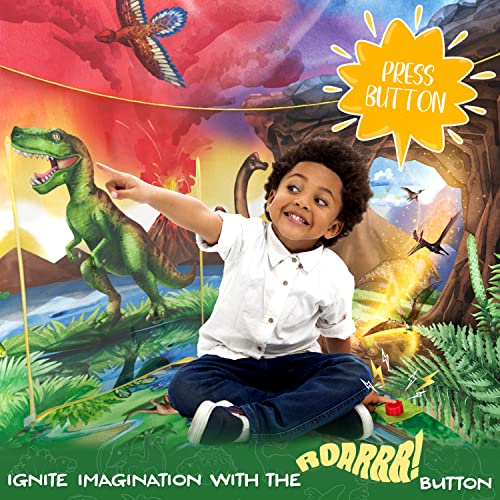 W&O Dinosaur Discovery Play Tent with Roar Button, an Extraordinary Dinosaur Toys for Boys & Girls, Pop Up Tents for Kids, Indoor & Outdoor Kids Playhouse