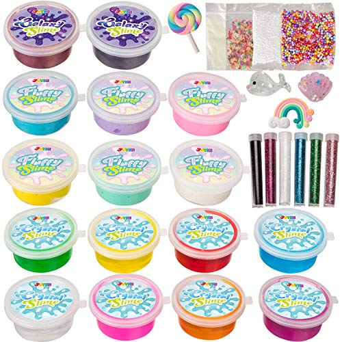 JOYIN 2022 DIY Slime Advent Calendar Christmas 24 Days Countdown Advent Calendar with 16 Slime and 8 Accessories, Surprises DIY Slime Kit Toy for Kids