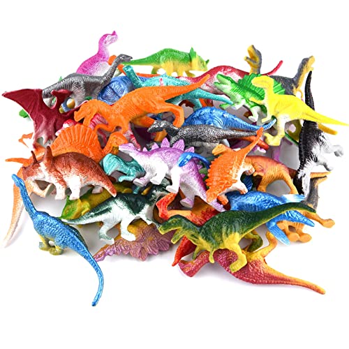 ELECLAND 39 PCS Mini Dinosaur Figures Toy for Kids Dinosaur Play Set Dinosaur Cupcake Toppers for Boys Girls Birthday Party Favors Baby Shower Party Decorations