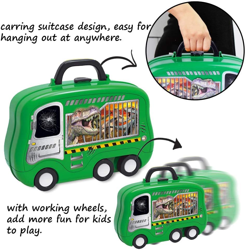 Crelloci Dinosaur Playdough Set Play Dough Tools Dino World 26PCS Playsets Toy Clay Accessaries Dough and Moulds in a Portable Case with Wheels for Kids Toddlers Children