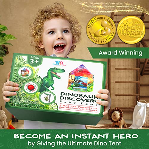 W&O Dinosaur Discovery Play Tent with Roar Button, an Extraordinary Dinosaur Toys for Boys & Girls, Pop Up Tents for Kids, Indoor & Outdoor Kids Playhouse