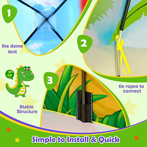 Sanobear 3PC Dinosaur Tent for Boys with Kids Ball Pit, Kids Play Tents and Crawl Tunnel for Toddlers, Pop Up Playhouse Toys for Baby Indoor & Outdoor Tent Games, Birthday Kid’s Gifts, (ZSDB0001)