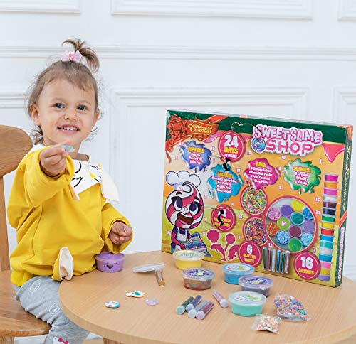 JOYIN 2022 DIY Slime Advent Calendar Christmas 24 Days Countdown Advent Calendar with 16 Slime and 8 Accessories, Surprises DIY Slime Kit Toy for Kids