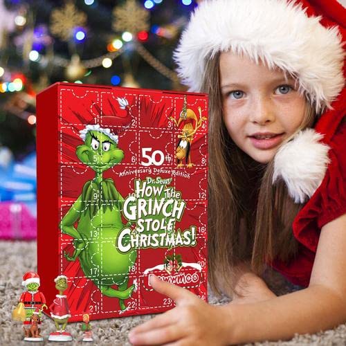 Christmas Grinch Calendar, Advent Calendar 2022 with 24 Christmas Toys Figure, Christmas Grinch Figure Countdown Advent Calendar Gifts for Kids