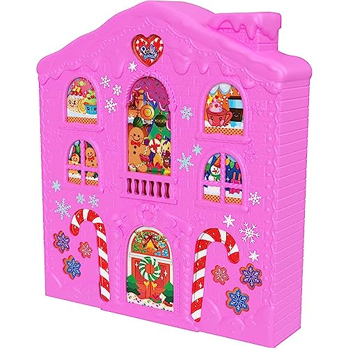 Polly Pocket Dolls Advent Calendar, Gingerbread House Playset with 25 surprise gifts!, HKW16