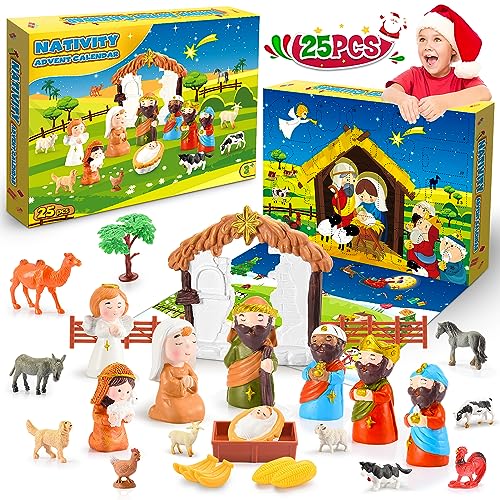 Happykidsclub Kids Advent Calendar 2023, Nativity Advent Calendar Scene Set Kid Toys for 3-9 Year Old Boys Girls Birthday Presents Age 3-9 Year Old Girl Gifts Christmas Xmas Gifts for Kids Eve