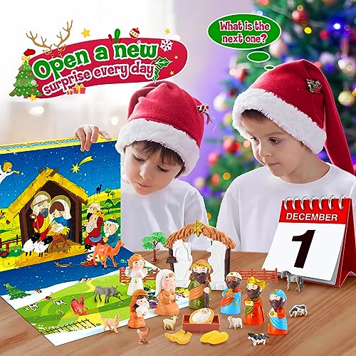 Happykidsclub Kids Advent Calendar 2023, Nativity Advent Calendar Scene Set Kid Toys for 3-9 Year Old Boys Girls Birthday Presents Age 3-9 Year Old Girl Gifts Christmas Xmas Gifts for Kids Eve
