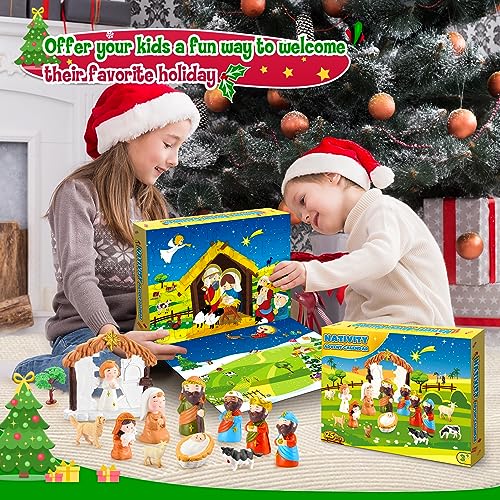 Happykidsclub Kids Advent Calendar 2023, Nativity Advent Calendar Scene Set Kid Toys for 3-9 Year Old Boys Girls Birthday Presents Age 3-9 Year Old Girl Gifts Christmas Xmas Gifts for Kids Eve