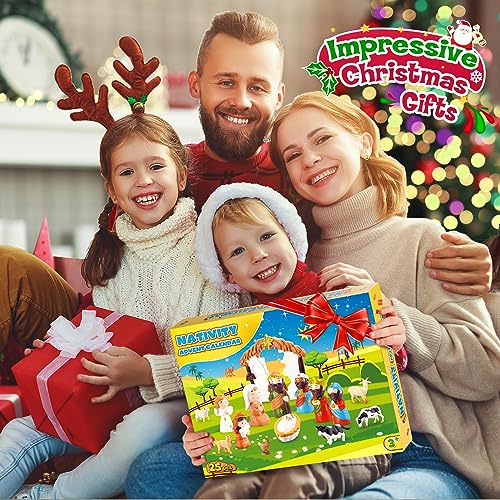Happykidsclub Kids Advent Calendar 2023, Nativity Advent Calendar Scene Set Kid Toys for 3-9 Year Old Boys Girls Birthday Presents Age 3-9 Year Old Girl Gifts Christmas Xmas Gifts for Kids Eve