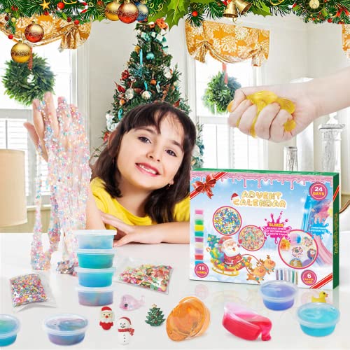 Slime Advent Calendar 2023 for Boys Girls DIY Galaxy Slime Making Kit 24 Days Countdown Calendar for Kids Teens Adults, Christmas Surprises Xmas Gift Gift