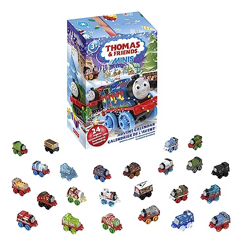 Thomas & Friends MINIS Advent Calendar 2023, Christmas Gift, 24 Miniature Toy Trains and Vehicles for Preschool Kids, HRF89